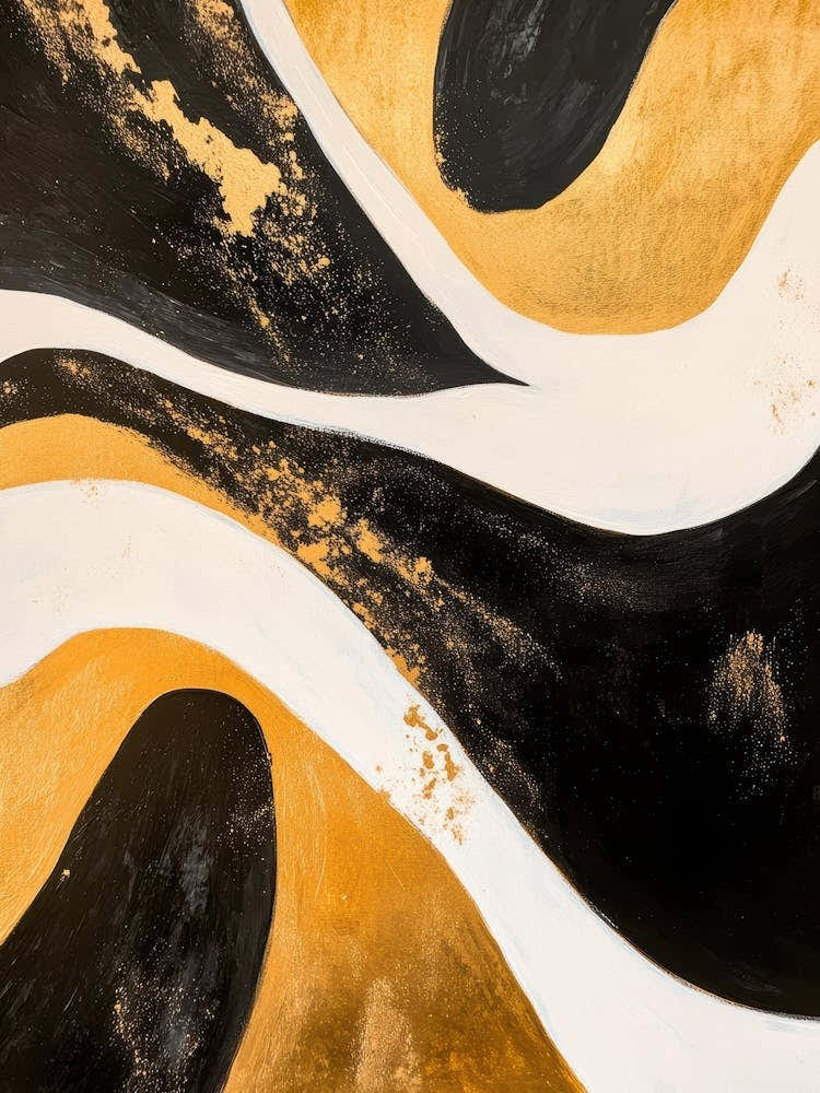 Gold And Black Abstract Painting 139