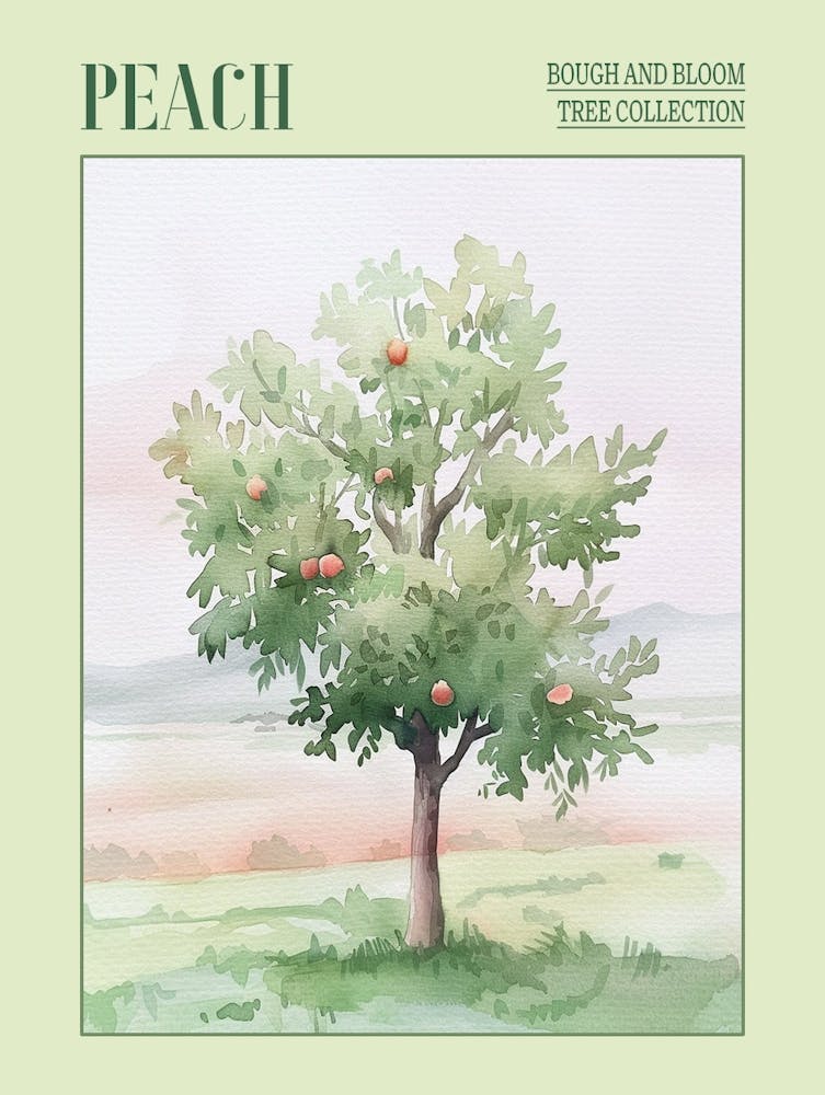 Peach Tree Atmospheric Watercolour Painting 3 Poster