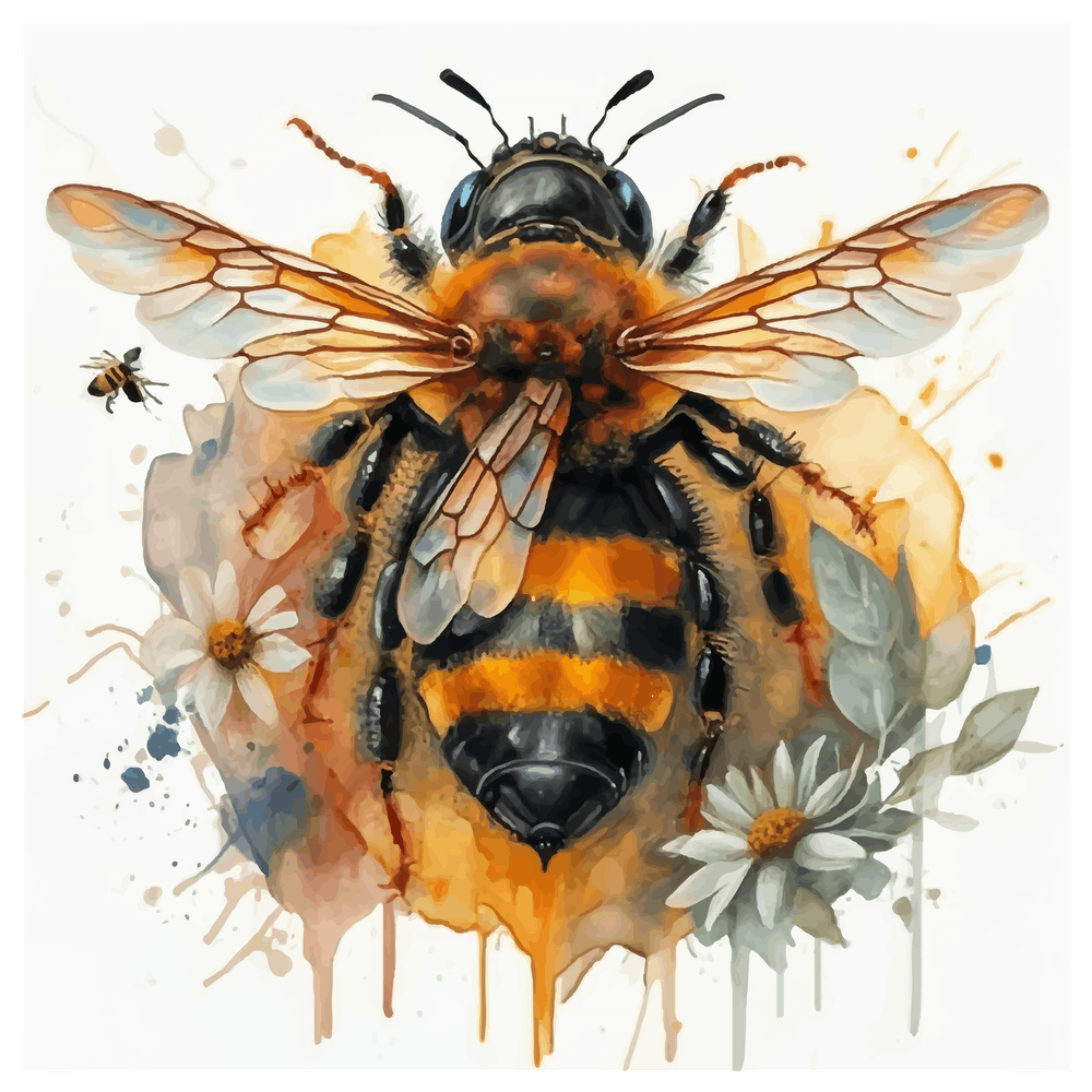 Bee Painting, Buzzing Bees in Watercolor Insects