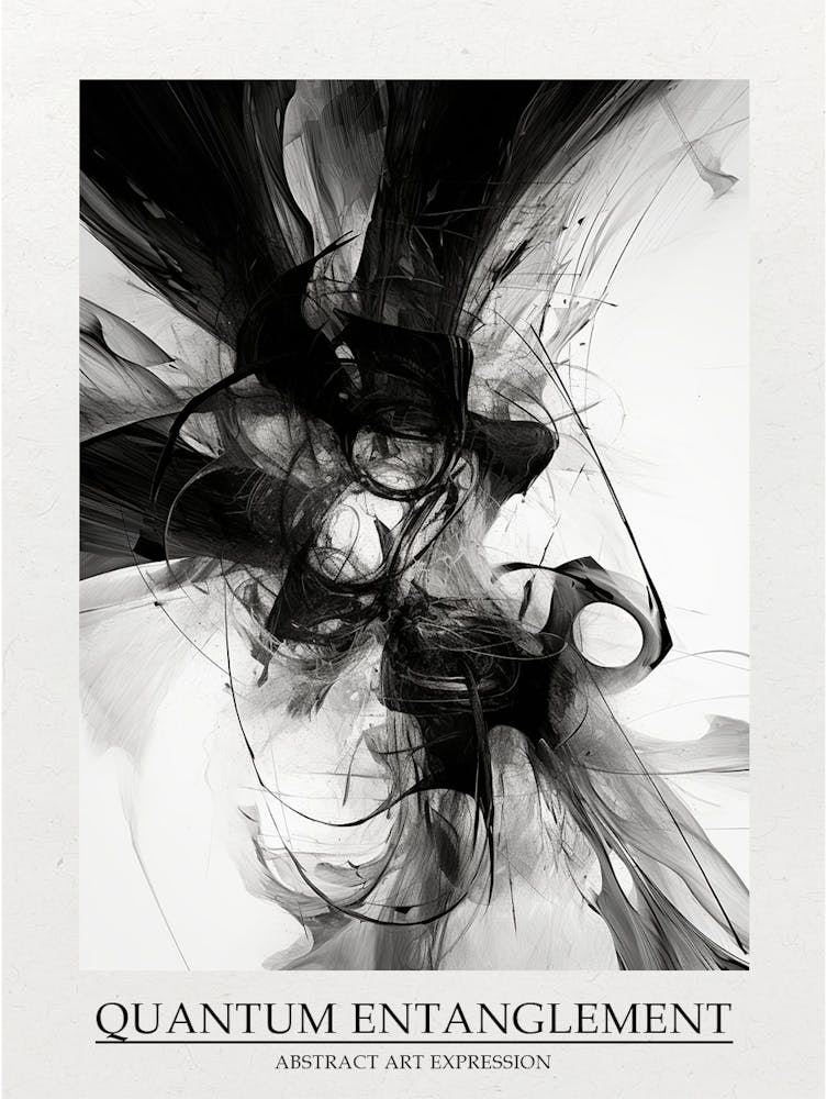 Quantum Entanglement Abstract Black And White 7 Poster