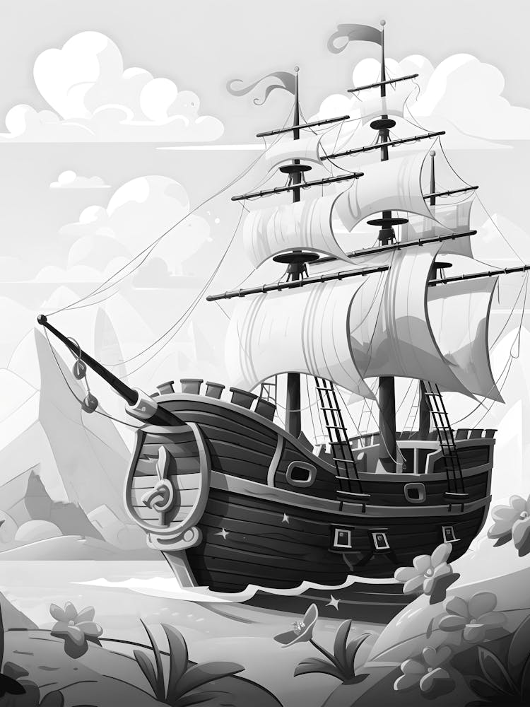 Pirate Ship In The Sea