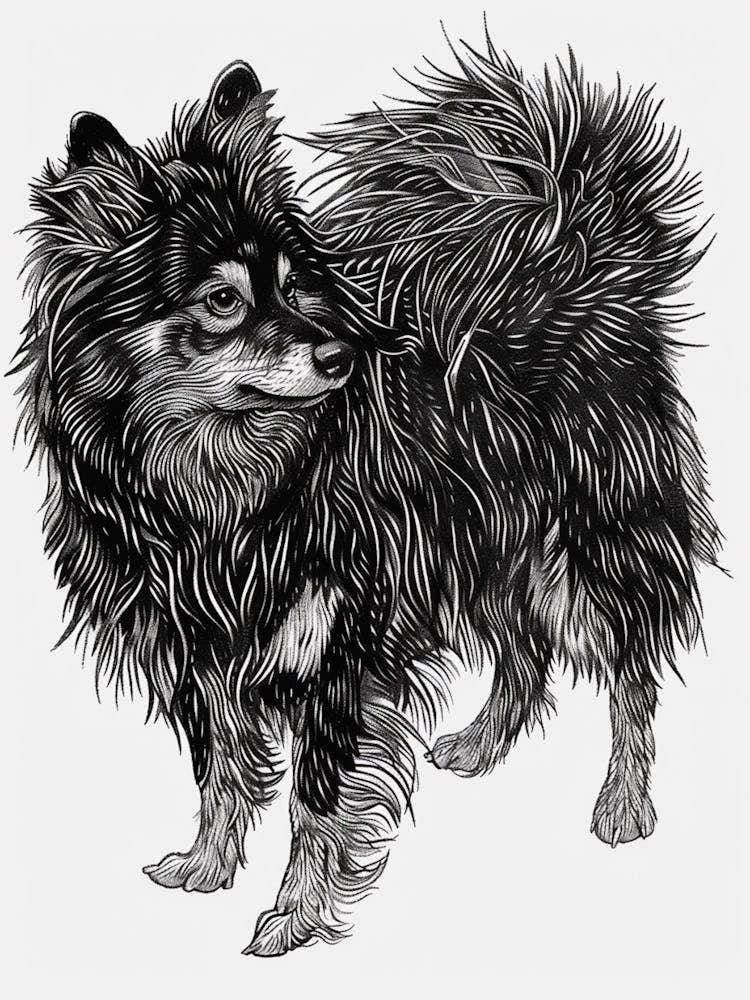 Finnish Lapphund Dog Line Sketch
