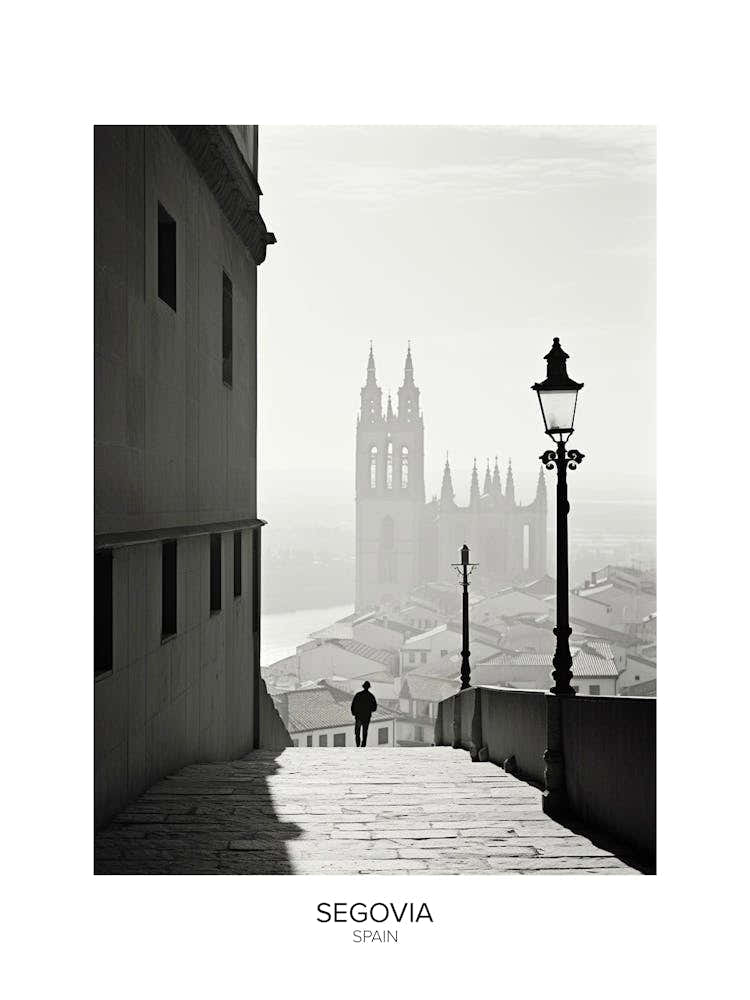 Poster Of Segovia, Spain, Black And White Analogue Photography 2