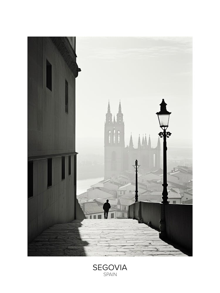 Poster Of Segovia, Spain, Black And White Analogue Photography 2