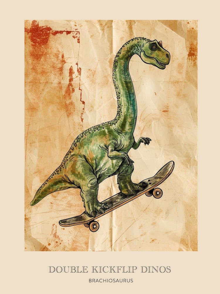 Brachiosaurus Vintage Dinosaur Poster 1