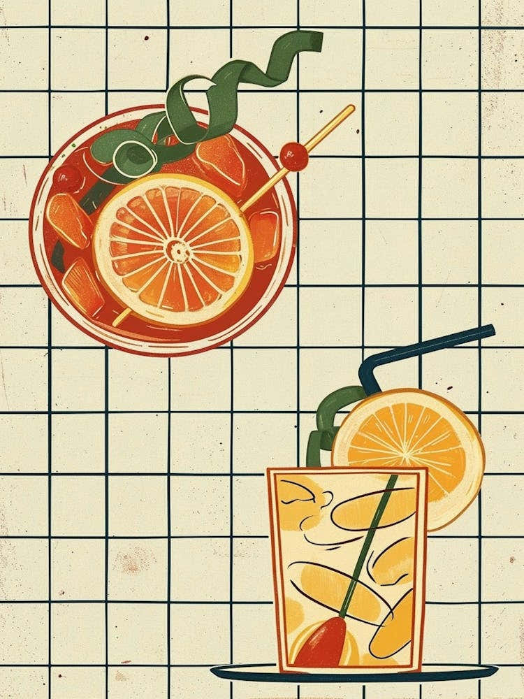 Geometric Cocktails Grid Background