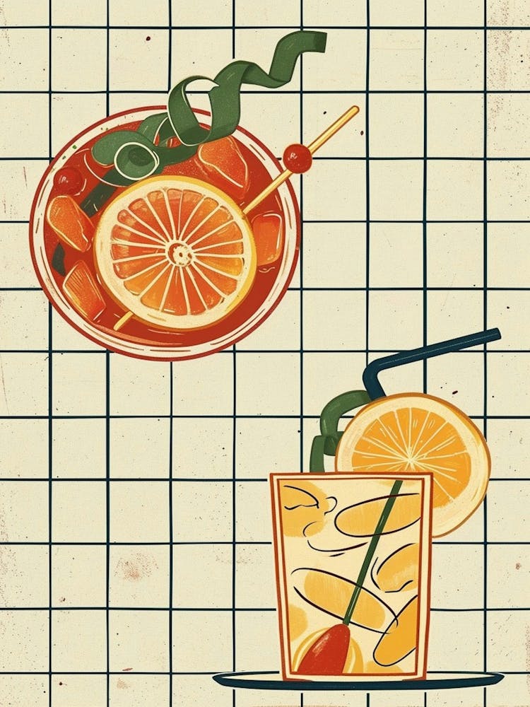 Geometric Cocktails Grid Background