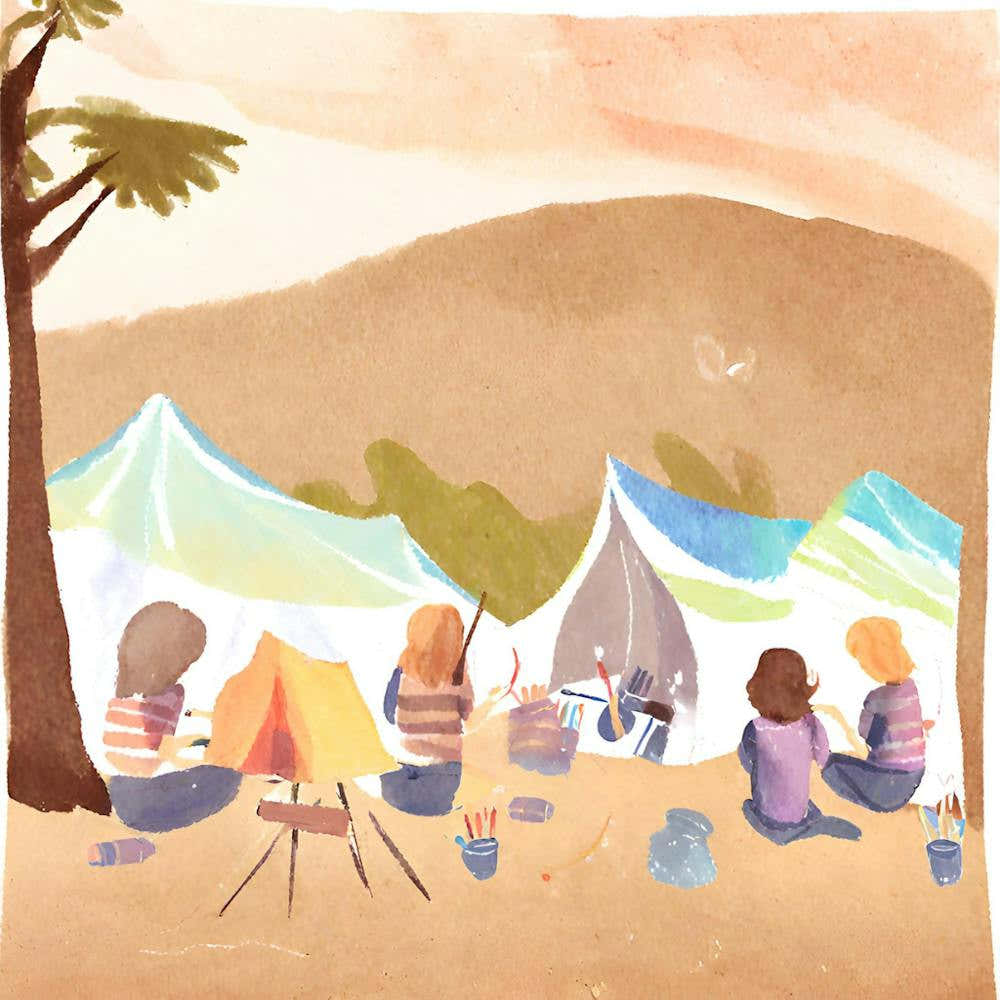 Watercolor Of Campers