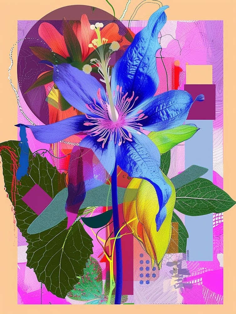 Columbine 4 Neon Flower Collage