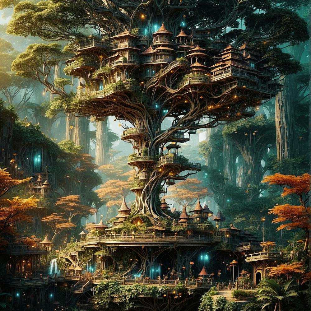 "The Futuristic Forest: A Holographic Tapestry of Nature's Beauty"