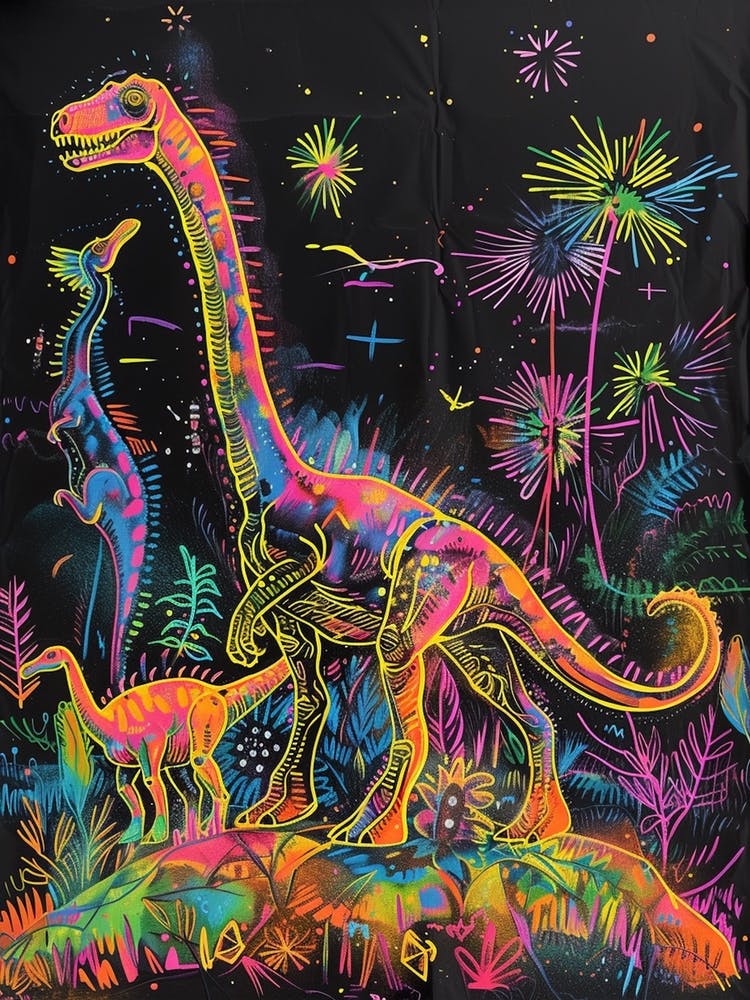 Abstract Neon Dinosaur Explosion 1