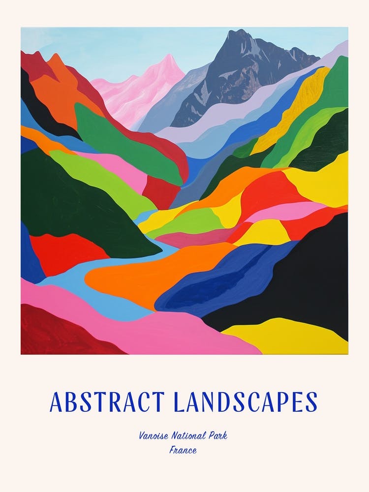 Colourful Abstract Vanoise National Park France 2 Poster Blue