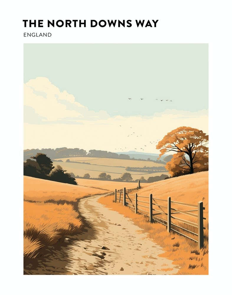 The North Downs Way England 2 Hiking Trail Landscape Poster