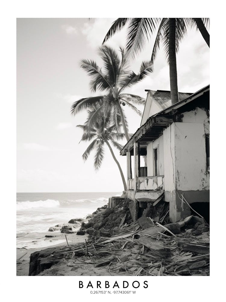 Poster Of Barbados, Black And White Analogue Photograph 4