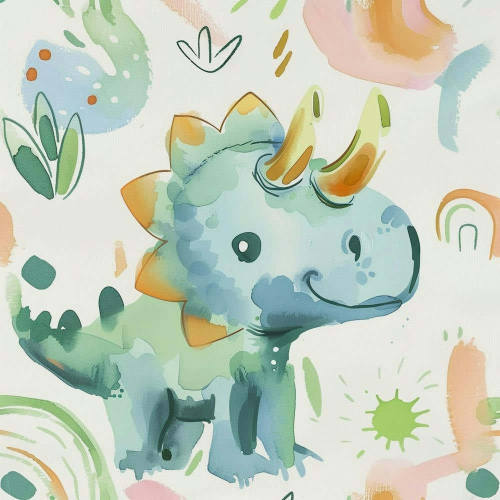 Cute Muted Pastels Triceratops Dinosaur 3