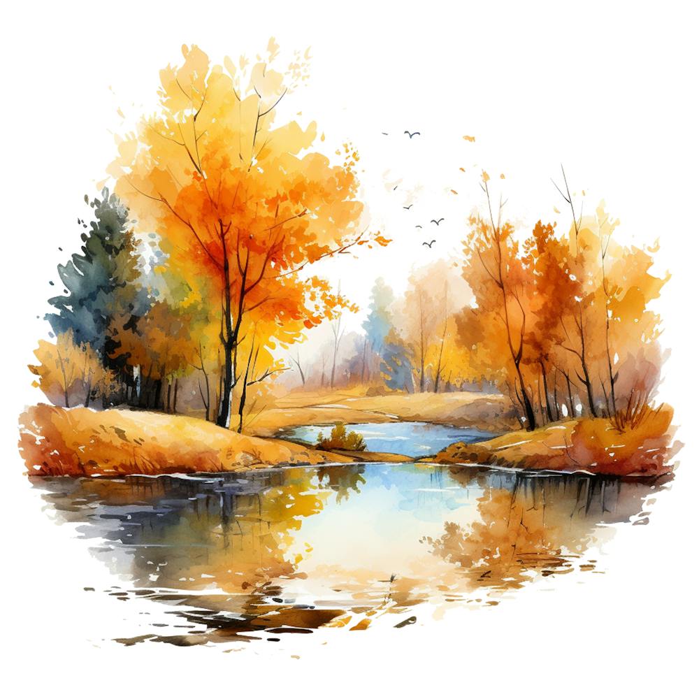 Watercolor Autumn Trees