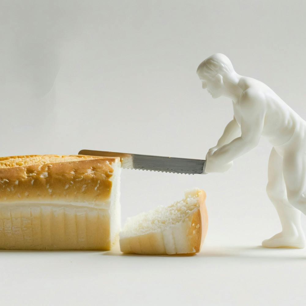 Man Cutting Bread