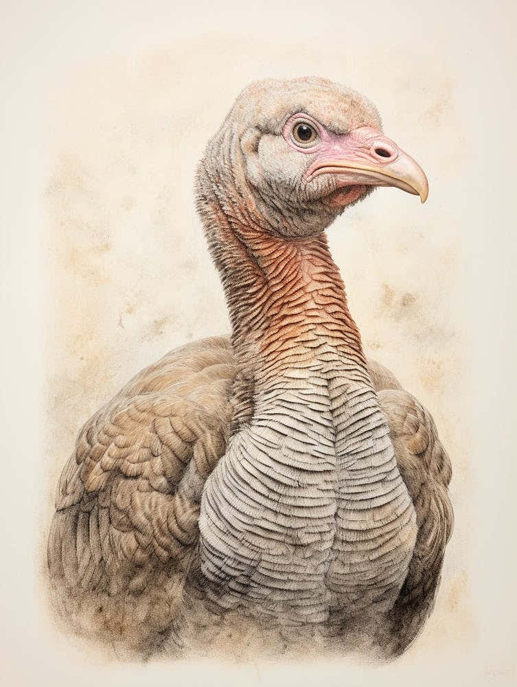 Vintage Bird Drawing Turkey 3