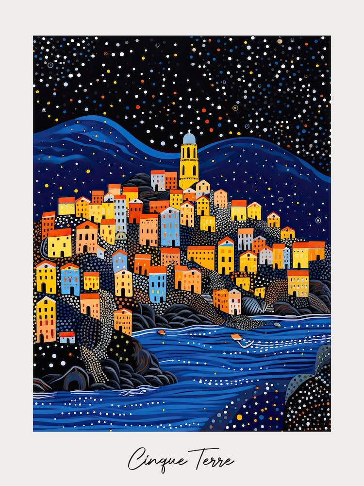 Poster Of Cinque Terre, Italy, Illustration In The Style Of Pop Art 1