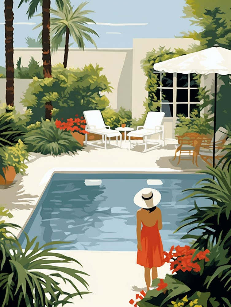 Patio With Pool In Mexico - expressionism 2