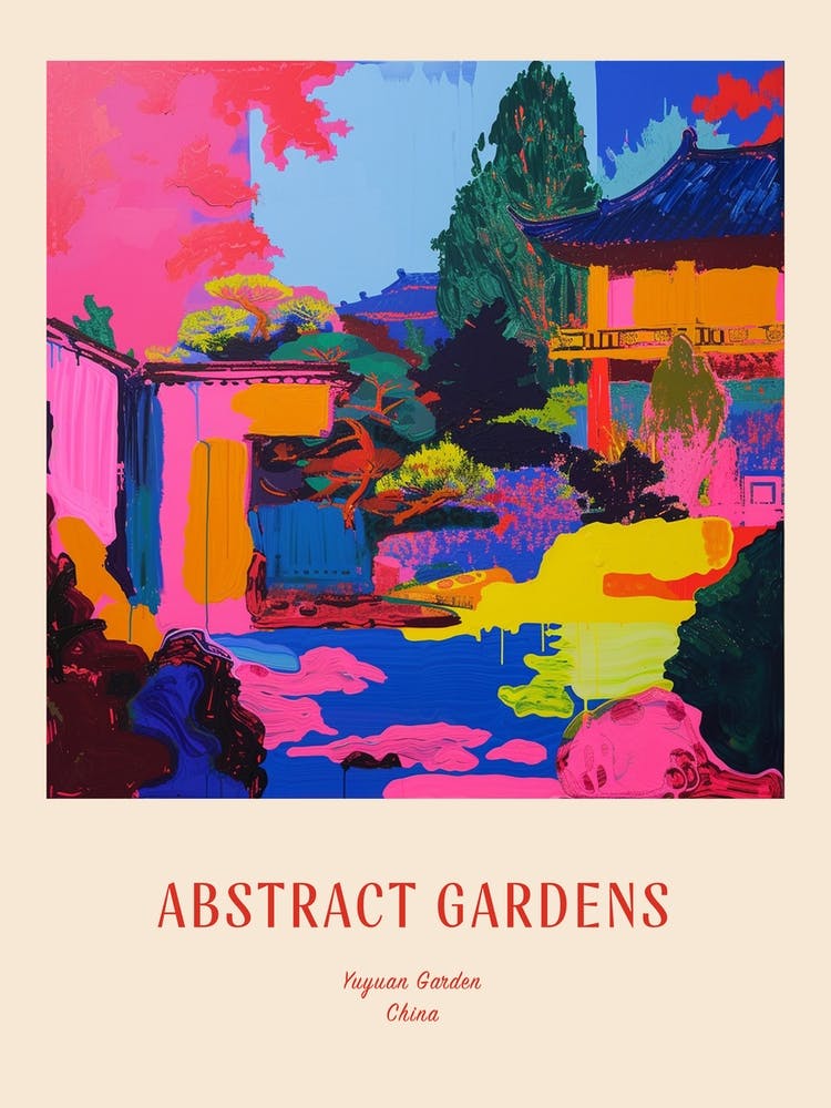 Colourful Gardens Yuyuan Garden China 1 Red Poster