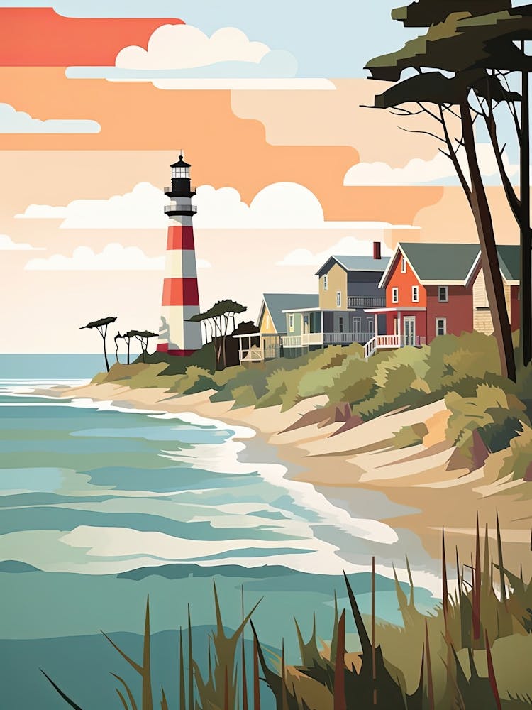 Outer Banks North Carolina, Usa, Graphic Illustration 2