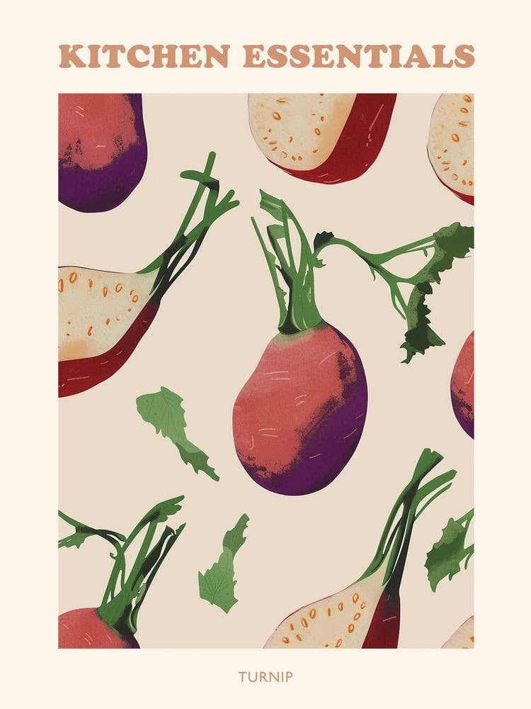 Turnip Root Vegetable Pattern Illustration Poster 4