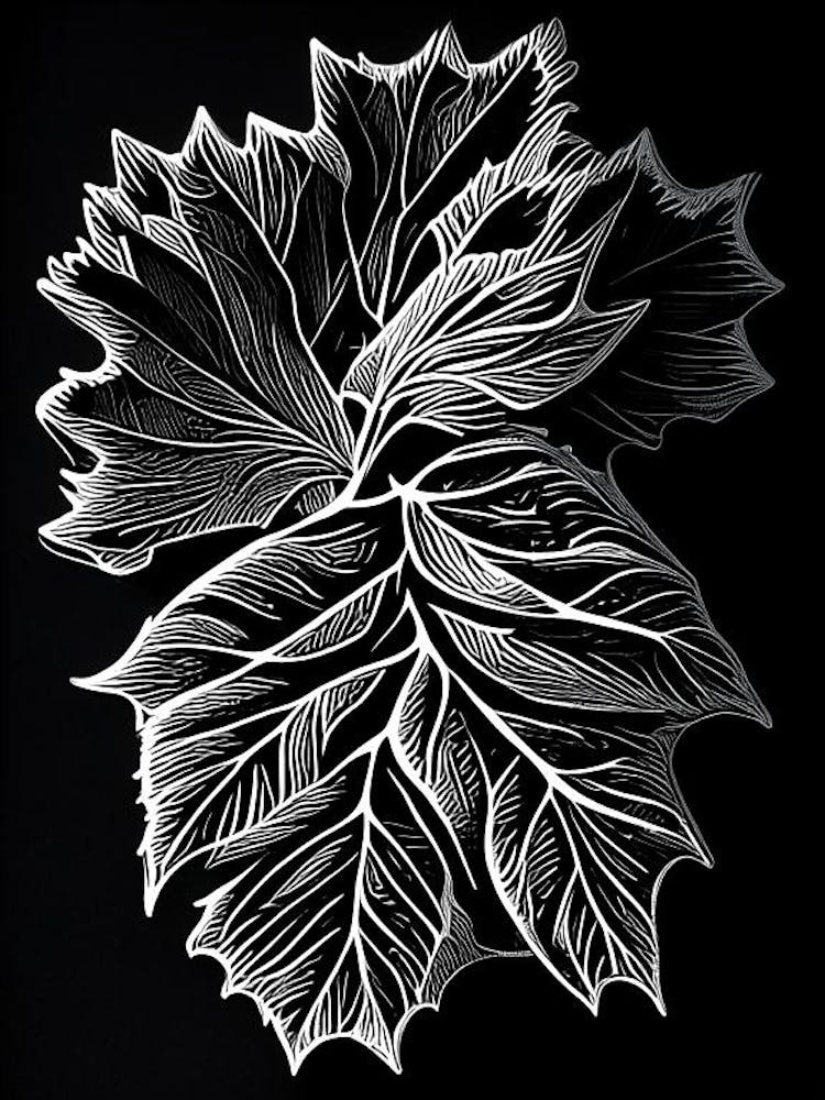 Strawberry Leaf Linocut 1