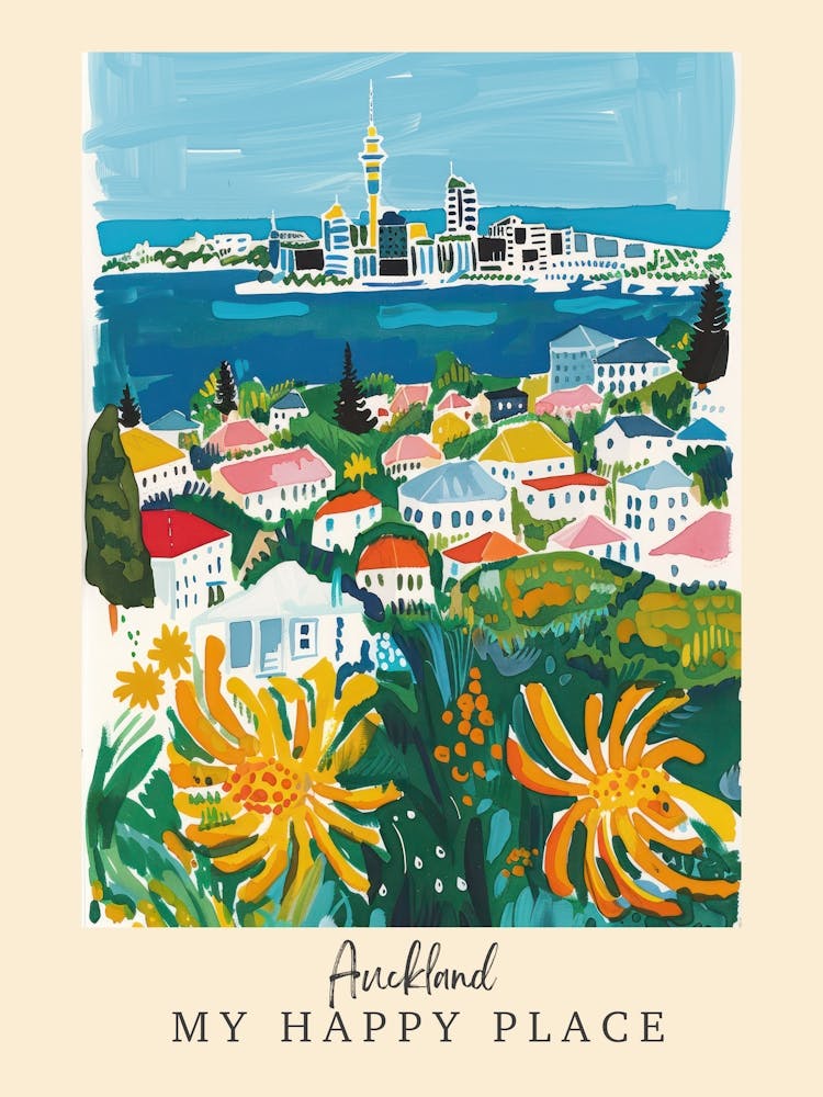 My Happy Place Auckland 3 Travel Poster