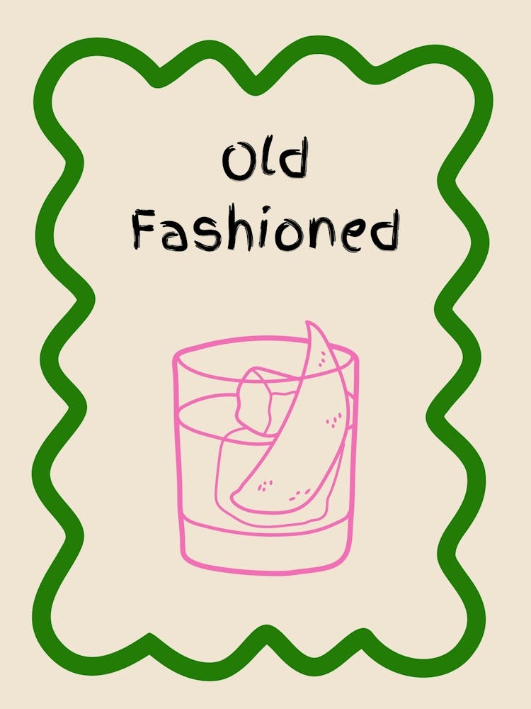 Old Fashioned Doodle Poster Green & Pink