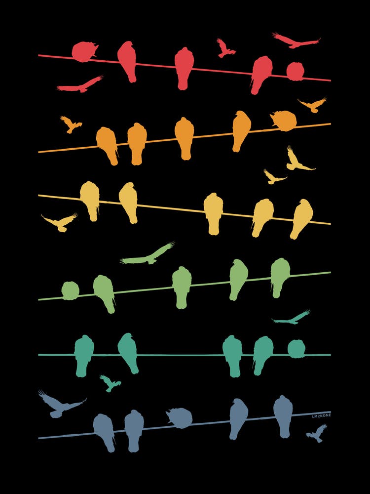 Birds on lines - Retro