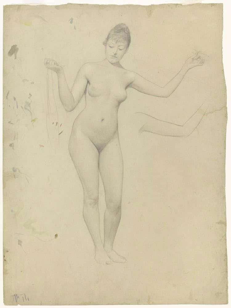 Standing Female Nude And Arm Study, Gustav Klimt