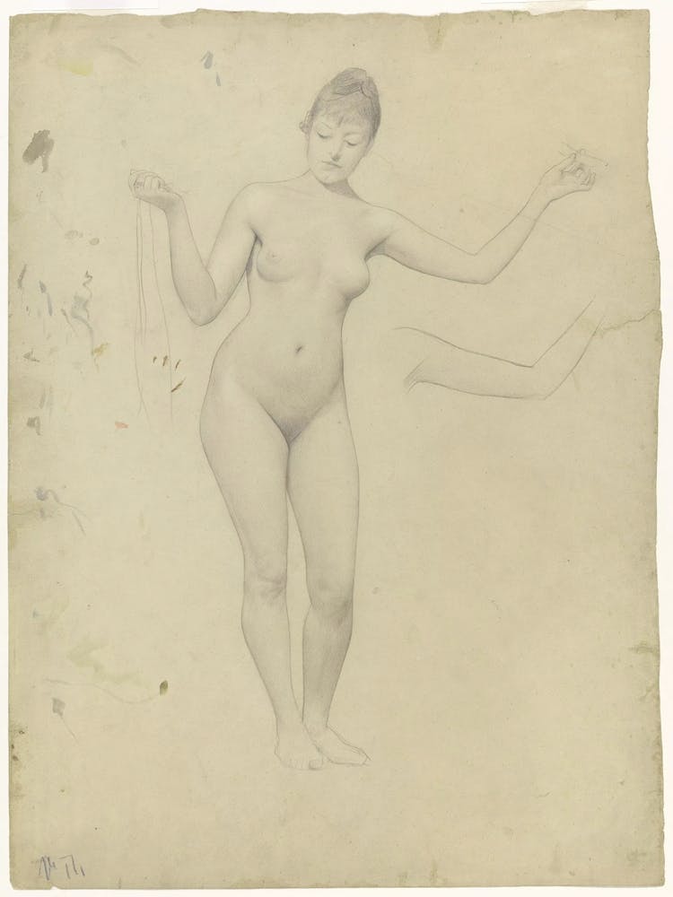 Standing Female Nude And Arm Study, Gustav Klimt