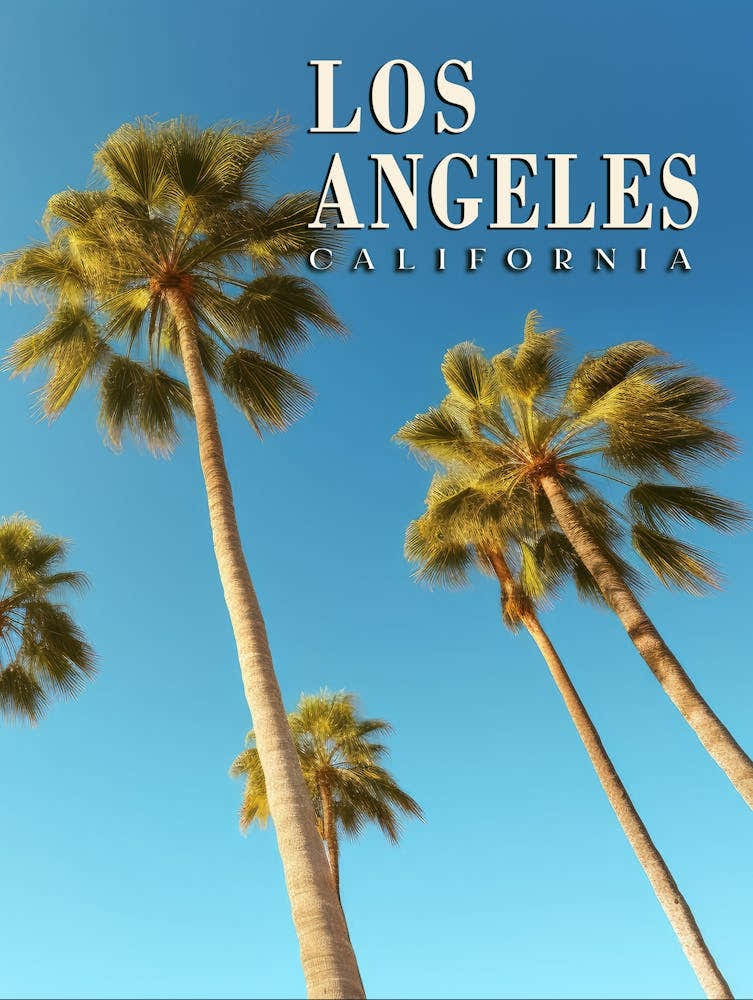Vintage Los Angeles, California Palm Tree Travel Poster