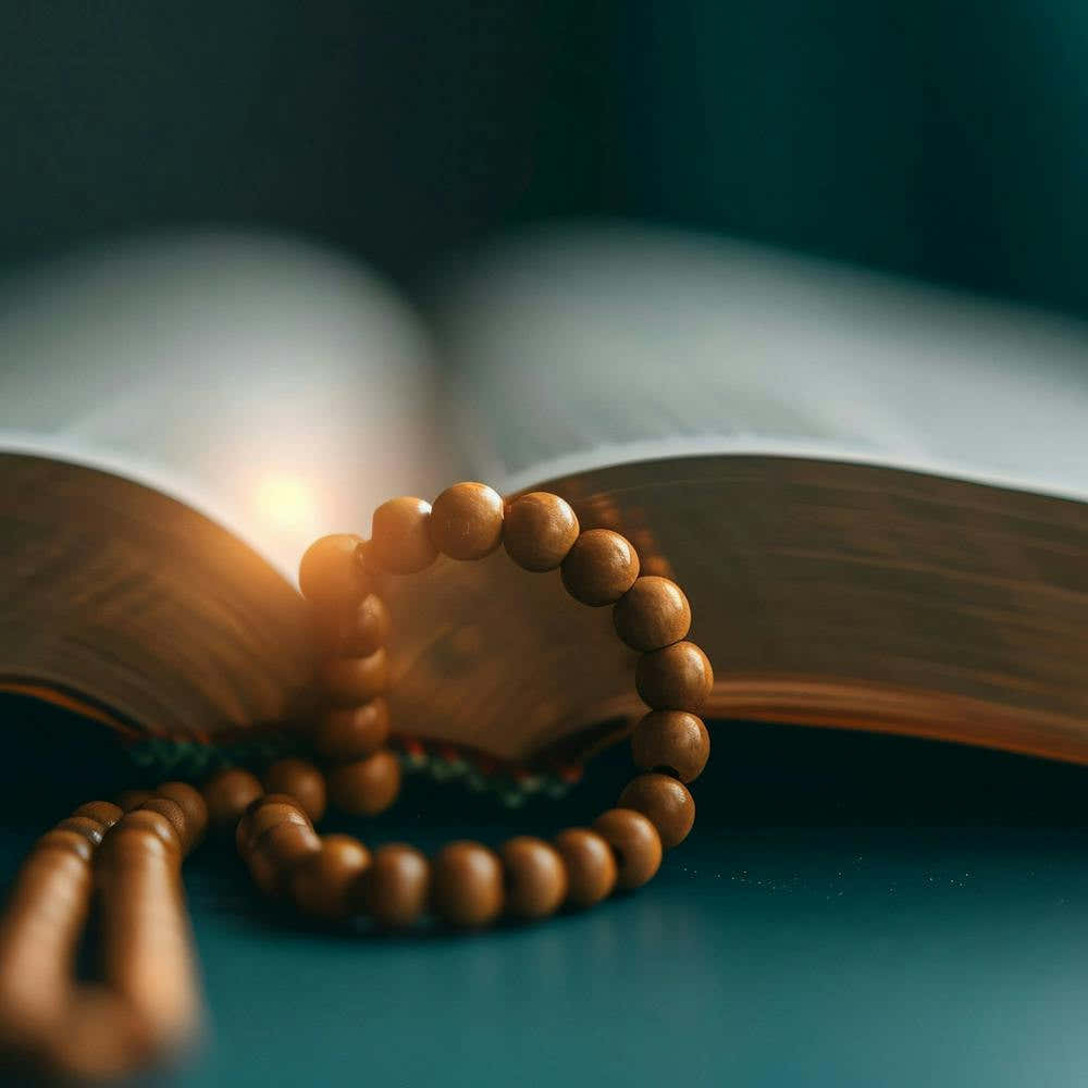 Open Book With Rosary