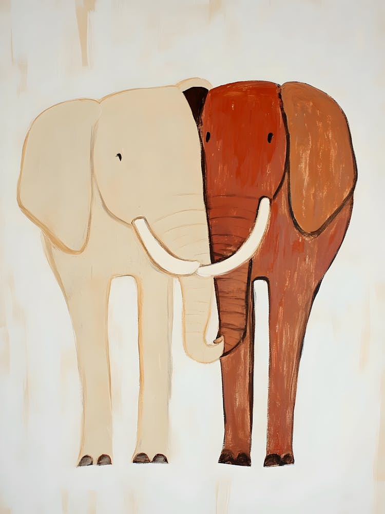 Two Elephants Hugging