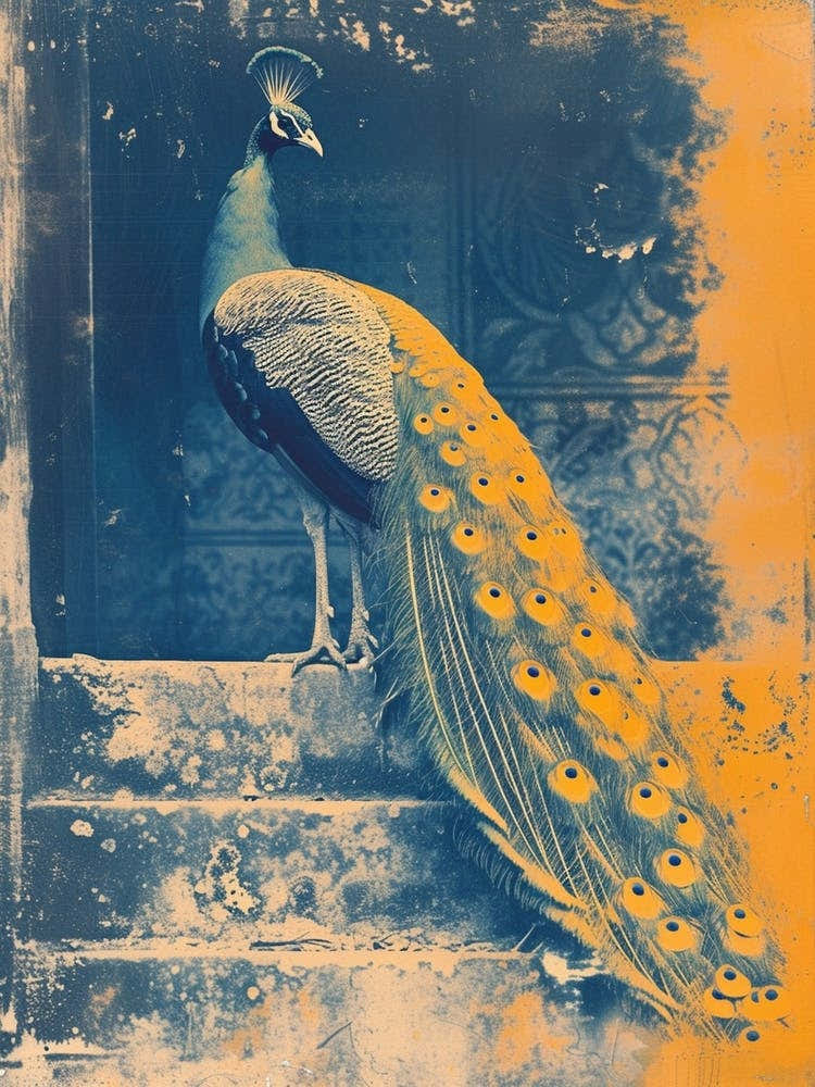 Orange & Blue Peacock In The Church Abbey 1