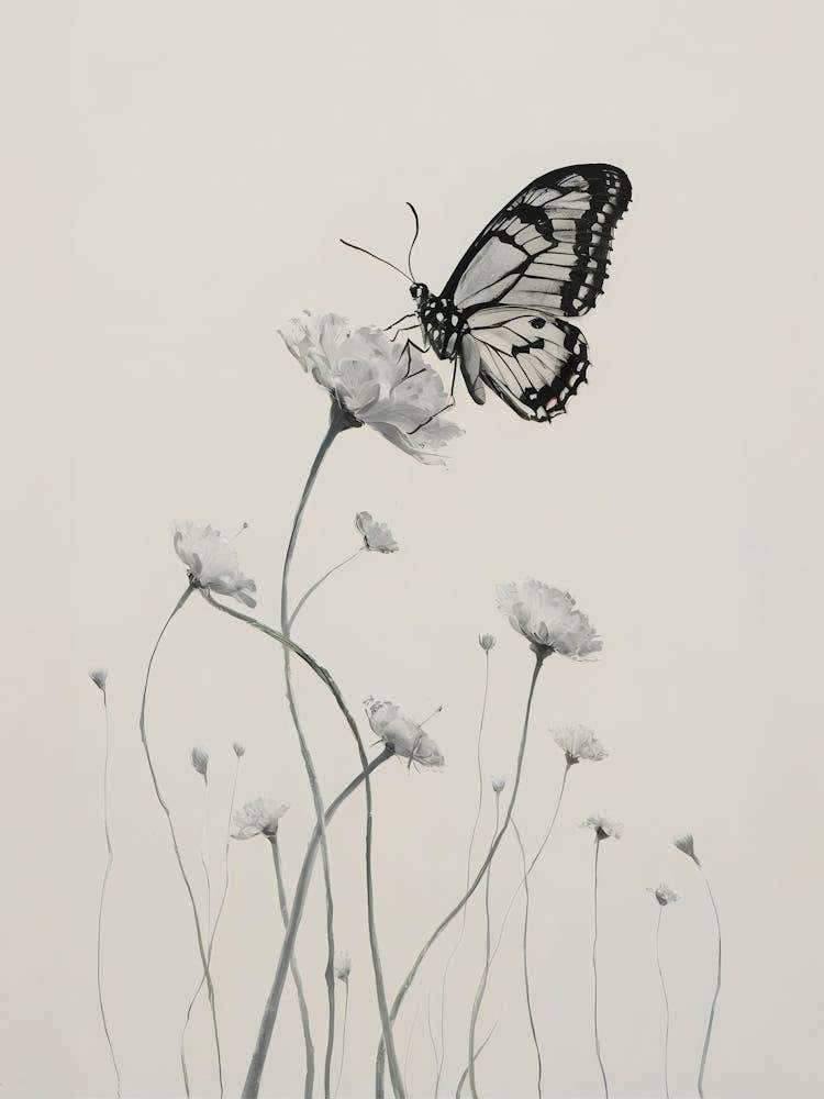 Butterfly And Flowers