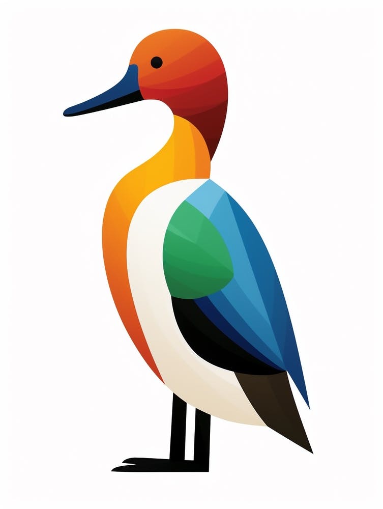Colourful Geometric Bird Canvasback 2