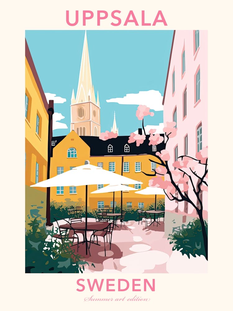 Uppsala, Sweden, Flat Pastels Tones Illustration 4 Poster