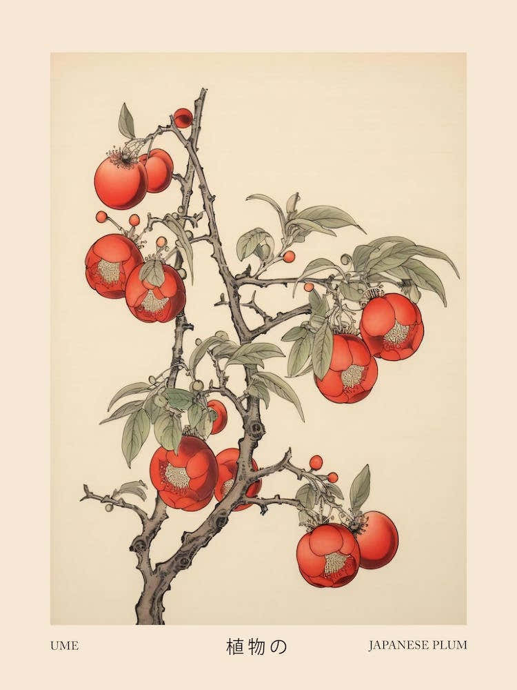 Ume Japanese Plum 1 Vintage Japanese Botanical Poster