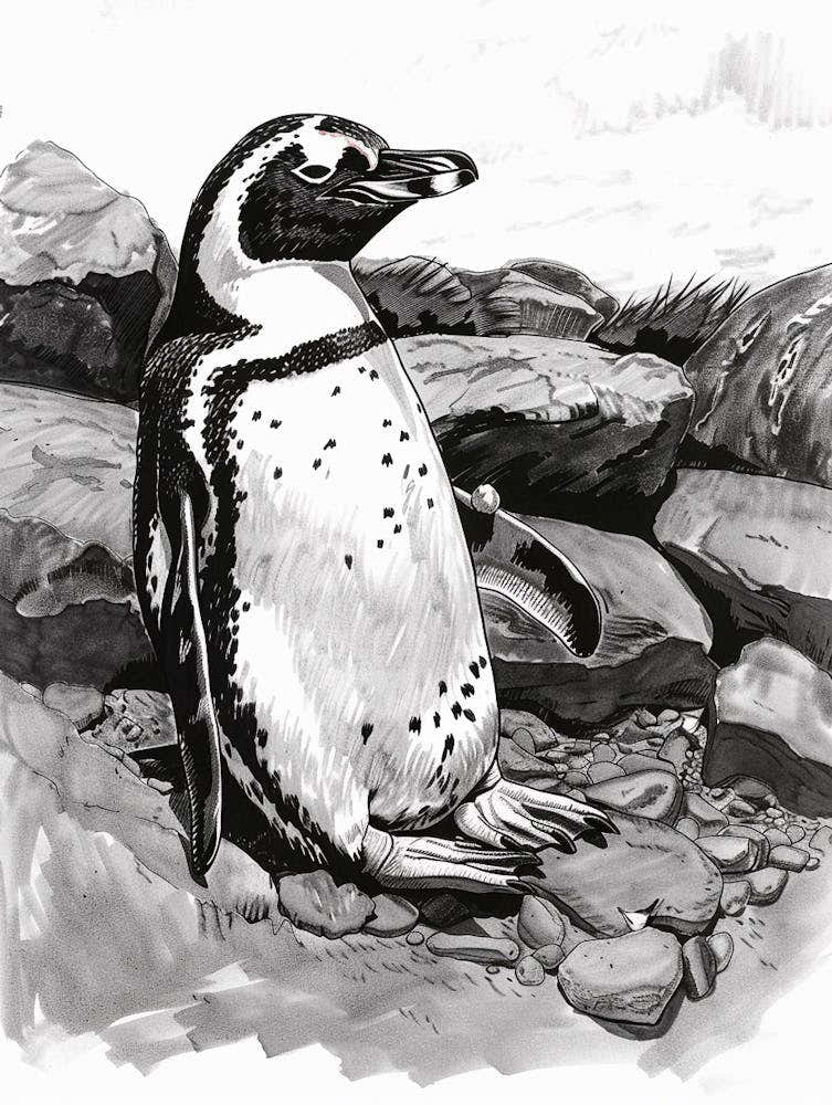 Emperor Penguin Sunbathing On Rocks 2