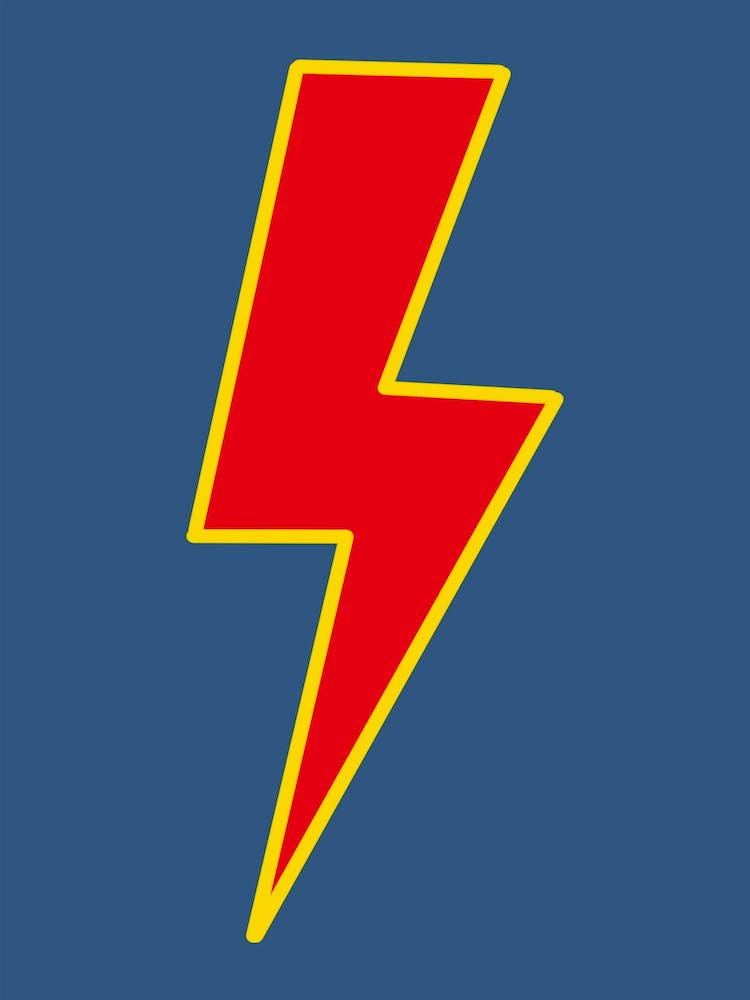Blue, Yellow & Red Lightning Bolt
