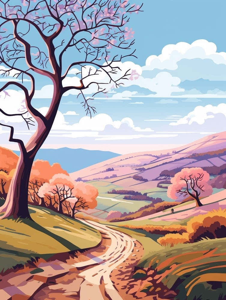 Peak District National Park England 3 Hike Illustration
