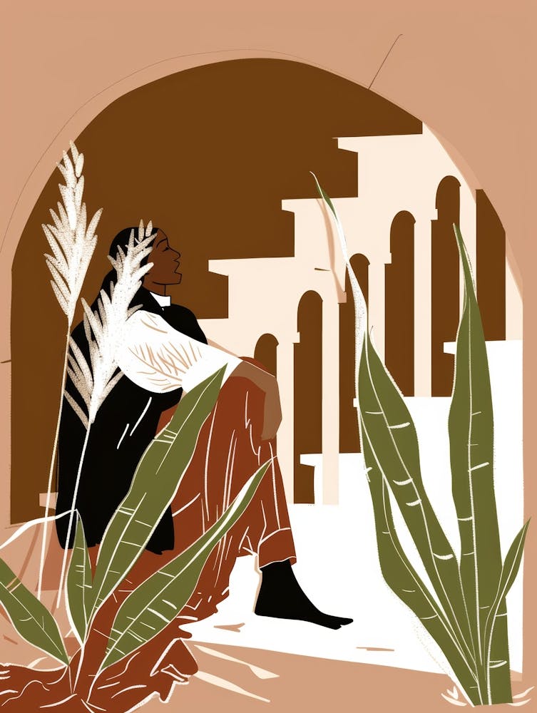 Man Sitting In An Archway