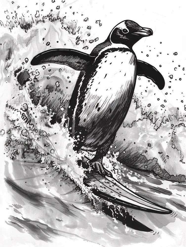Emperor Penguin Surfing Waves 2
