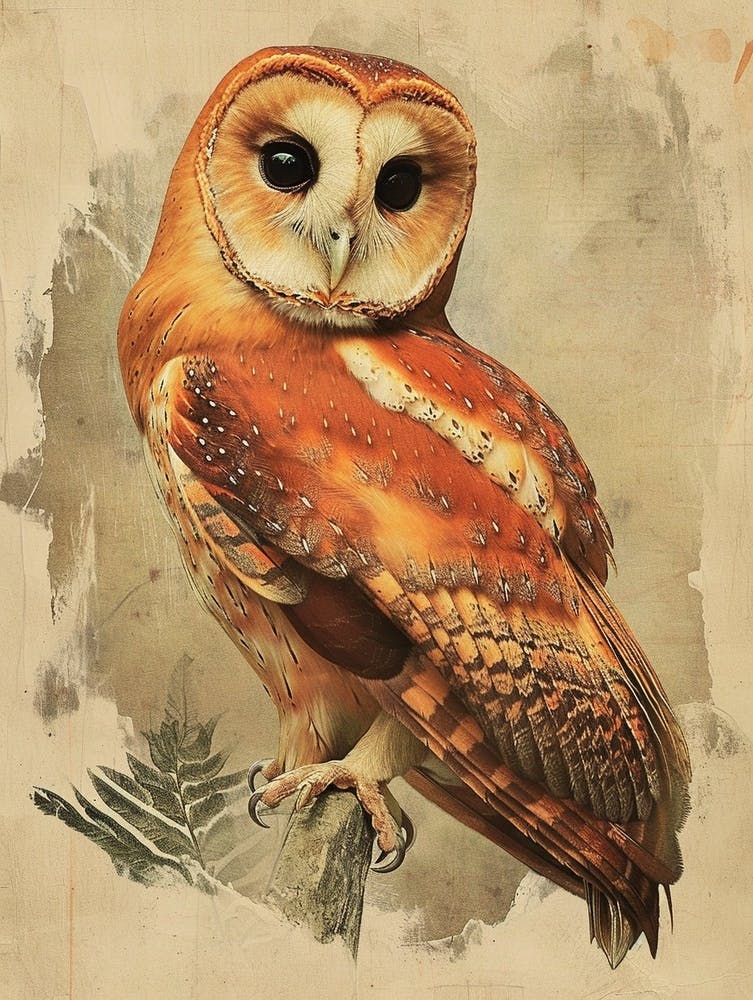 Australian Masked Owl Vintage Illustration 3