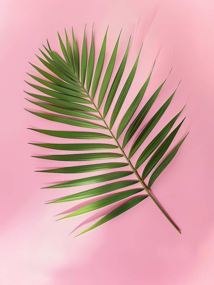 Palm Leaf On Pink Background 1