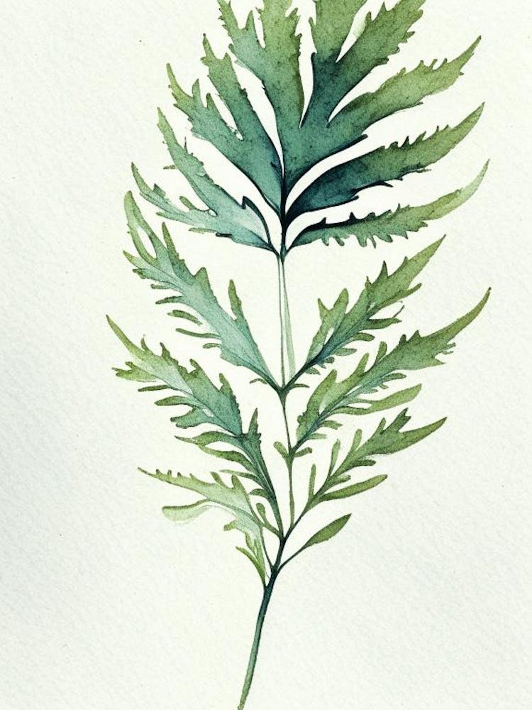 Wormwood Leaf Minimalist Watercolour 4