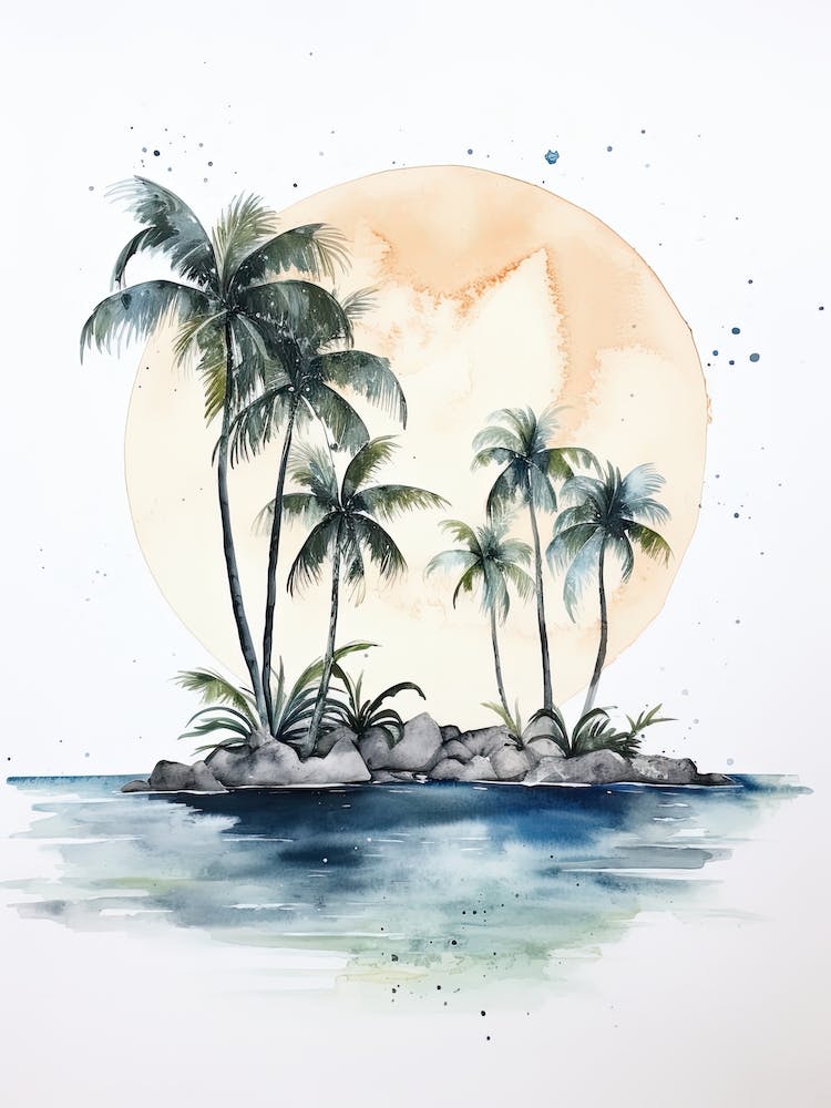 Watercolour Of Tulum Beach   Quintana Roo Mexico 2